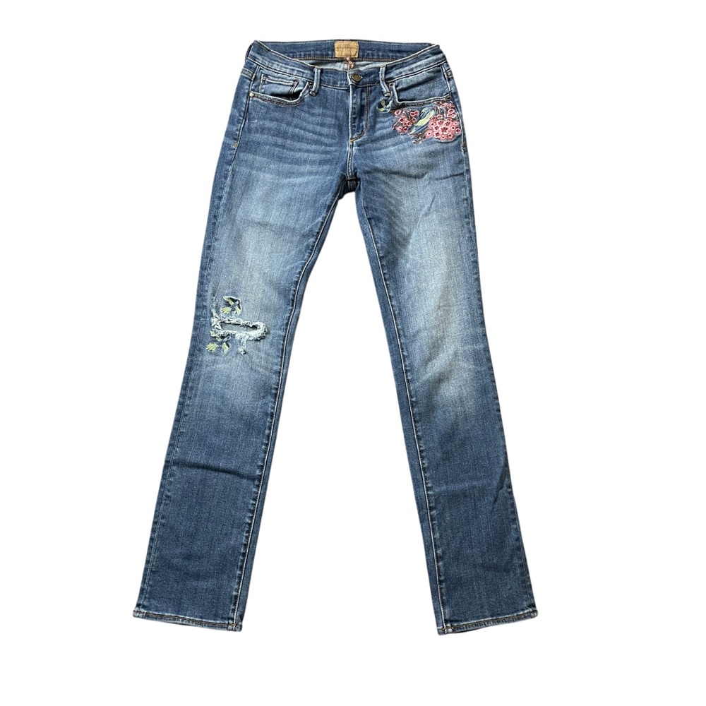 Driftwood Jeans 26 Audrey Embellished Cotton Blend Skinny Distressed Free People